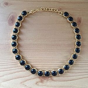 Vintage Monet Goldtone & Faux Black Onyx Choker​